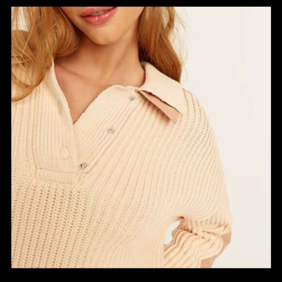 J Crew Collared Ribbed Patch Sleeve Sweater NWT - Picture 2 of 12